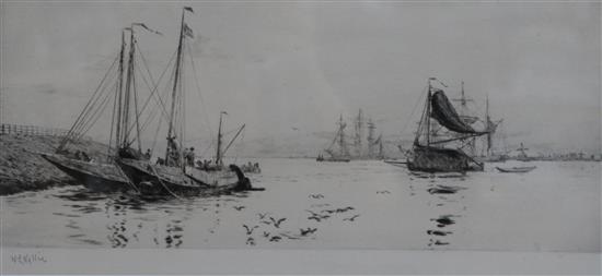 William Lionel Wyllie (1851-1931) On the Scheldt 5 x 11.75in.